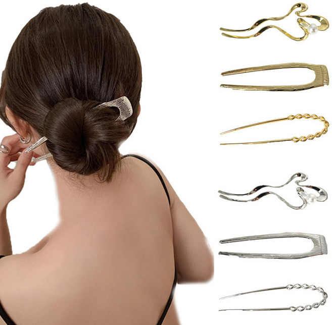 ZMBIRD 여성 메탈 u자 헤어 비녀 데일리 심플 6종세트 N5869