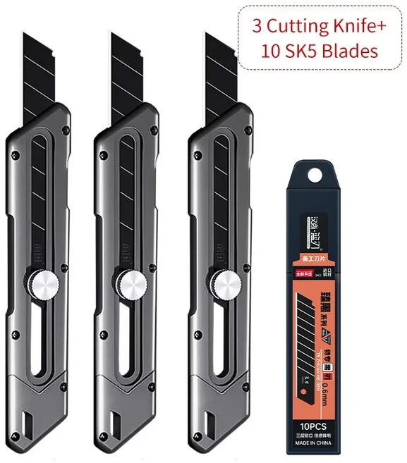 유틸리티 나이프 박스 커터 6 In 1 다목적 스테인레스 스틸 개폐식 헤비 듀티 방수 스냅 오프, 5 Knife, 1개