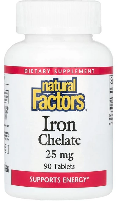 Natural Factors 철분 킬레이트 25mg 90정 NFS-01640, 6개 - 쿠팡