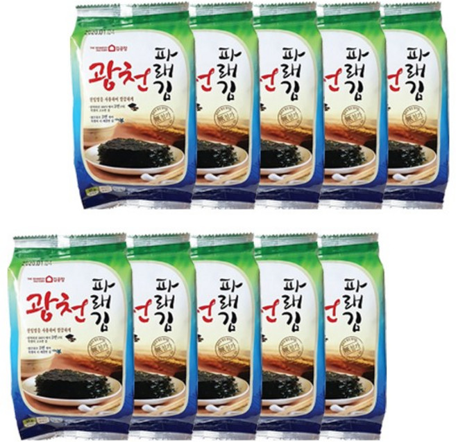 광천김 김공장 파래식탁김 삼육 식탁김, 15g, 10개