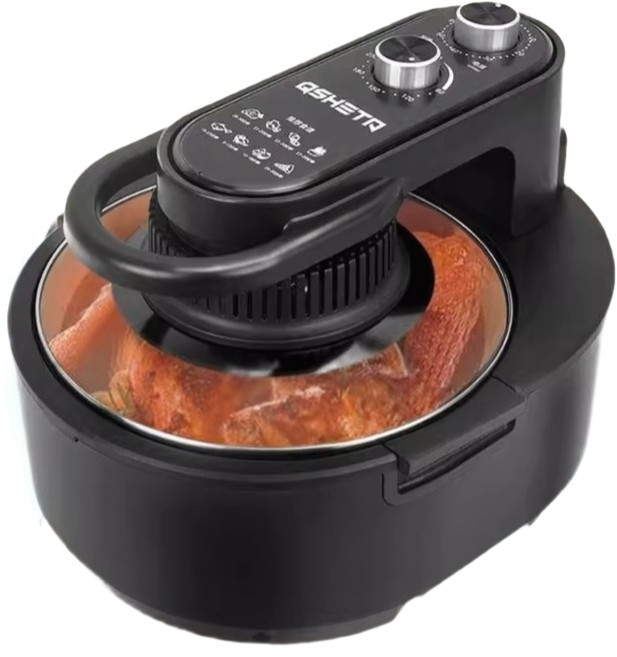 삼겹살 냄비 롤링팬 회전 쿠커 가정용 기능성 그릴 그린, 기본 색상, 더블 노브 타이머 포함 시각적 뒤집힘