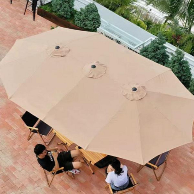 파라솔 특대형 야외 더블형 받침대미포함 캠핑 비치 트윈파라솔 물통미포함, 베이지 물통미포함