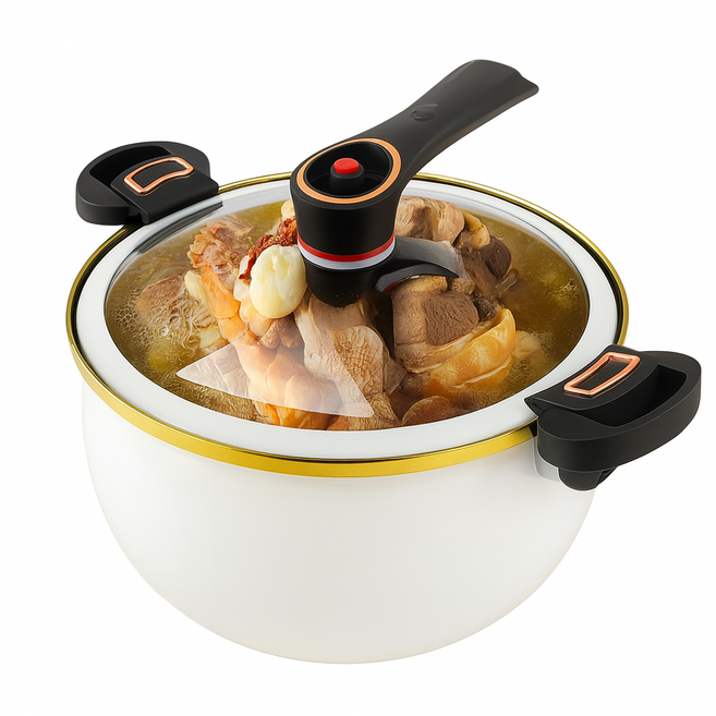 8L 진공 저압냄비 가정용 인덕션 가스렌지 통용 압력솥 빠른조리, 1개, 흰색