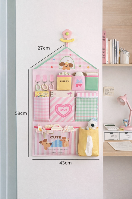 벽걸이 포켓 수납함 유아 장난감 정리함 다용도 수납포켓 걸이형 정리함, 1개, 핑크