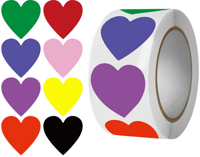 라온스티커 500매 22종 하트 롤스티커, S406컬러8종, 1세트