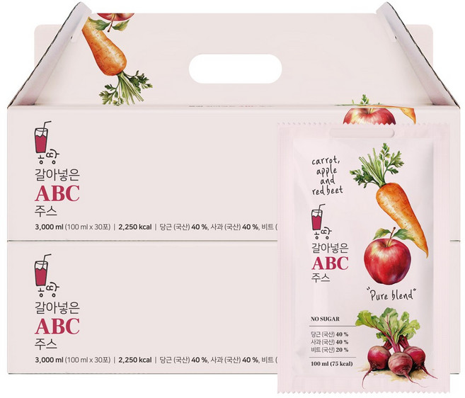 레드비트 사과 당근을 몽땅 갈아넣은 ABC 주스, 60개, 100ml