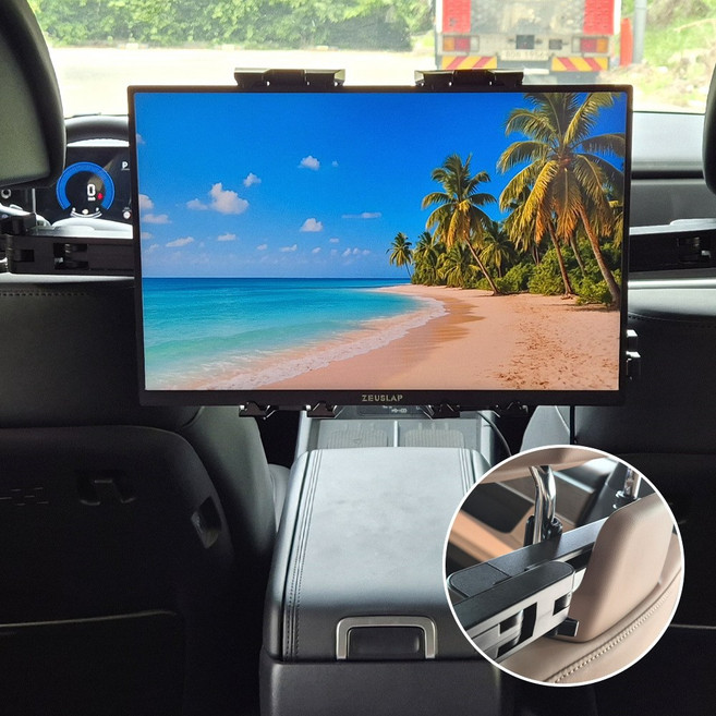 엔트릿 싼타페mx5 전용 헤드레스트 태블릿 거치대 포터블 모니터, 블랙, 2개