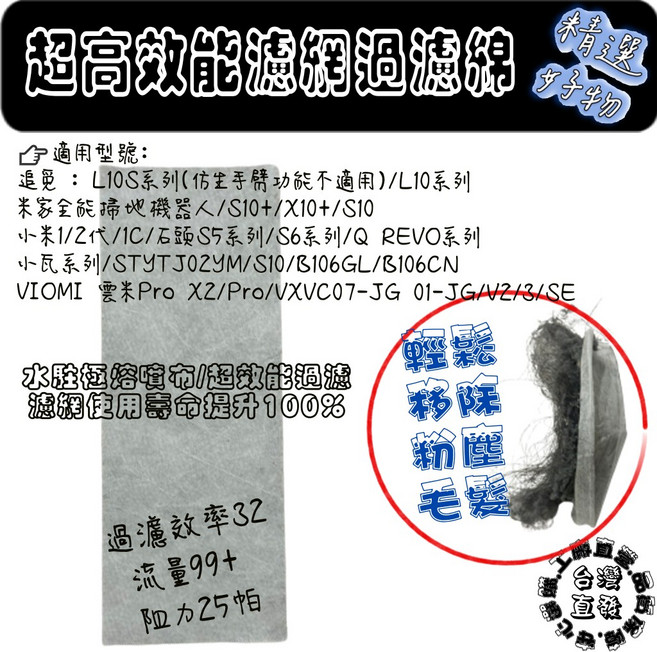 副廠 相容 小米 3C X20 STYTJ02YM S10 B106GL B106CN STYJ02YM 濾網 配件, 1個, 大片濾網過濾綿-20片/增加100%壽命,S10( B106GL), N/A