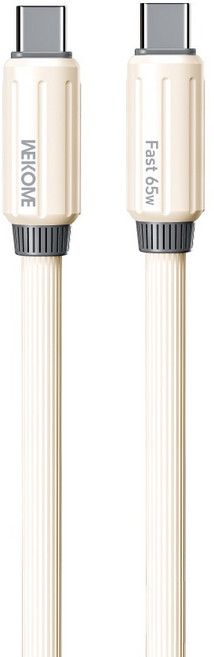 WEKOME 65W快充線 Type-C to C 液態矽膠充電線 1M PD快充 數據傳輸線 耐彎折不纏繞 適用MacBook 筆電手機 正版台灣公司貨, 白色, 1個