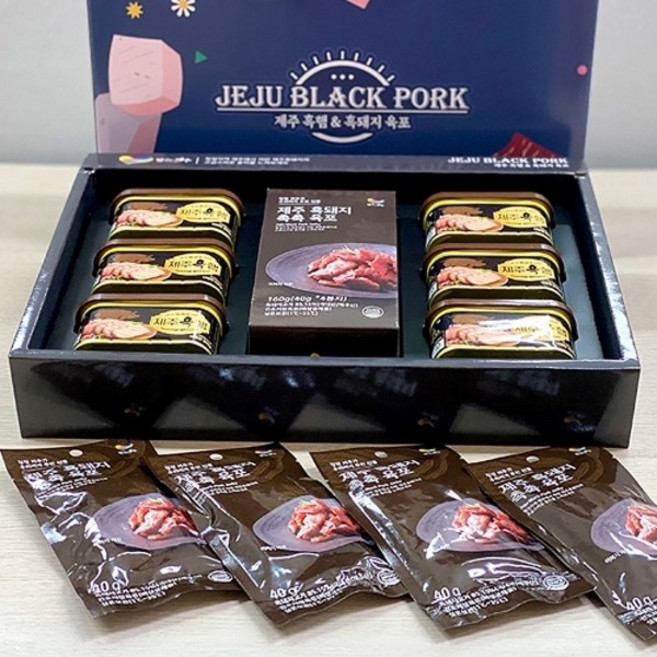 기타 제주하우스 제주흑돼지 90프로 햄 200g x 6개 + 육포 40g 4봉 선물세트