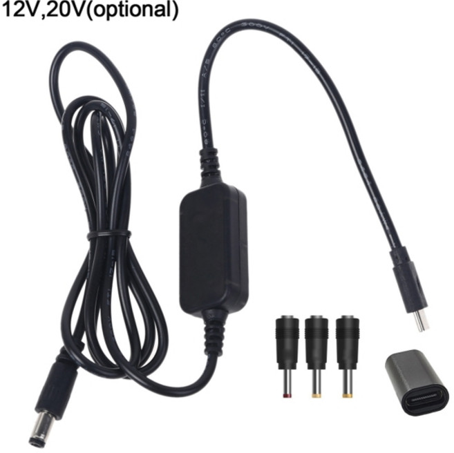 USB C 유형 C PD to 12V 20V 2.5 / 3.5 / 4.0 / 5.5mm 유죄자 어댑터 케이블 코드 와이파이 라우터 노트북 LED 라이트 CCTV 카메라, B, 1개