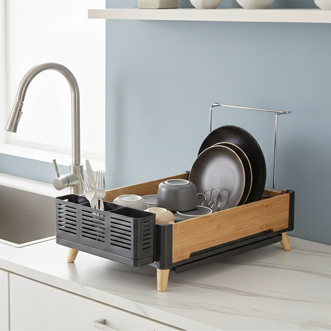 블렌드 식기건조대, 1개, 블랙, 1단