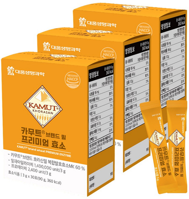 대웅생명과학 카무트R 브랜드 밀 프리미엄 효소, 90g, 3개