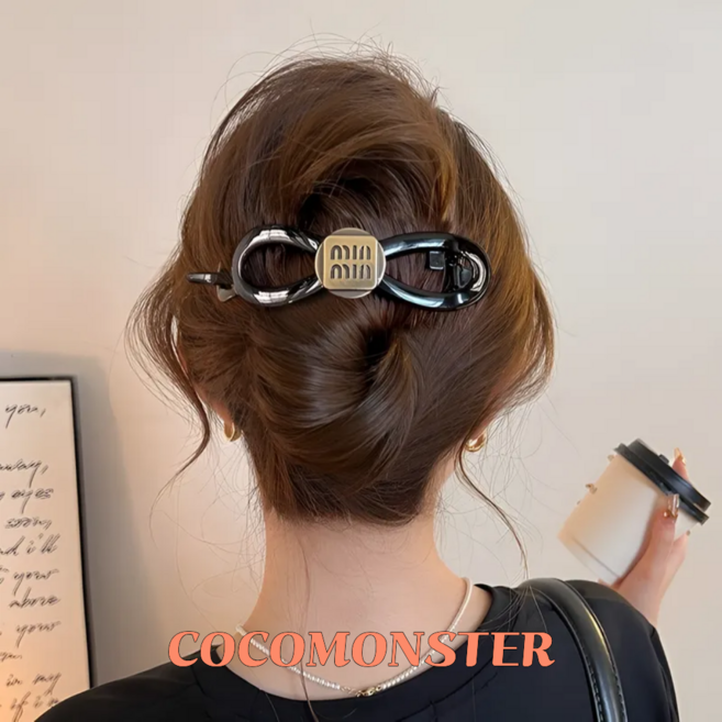 COCOMONSTER 골드 포인트 꽈배기 올림머리 헤어핀 바나나 헤어핀