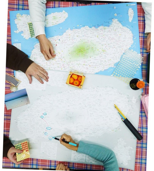 제주도 여행 지도 핀 스티커 세트 국내 기록 일러스트 맵 커플여행기록 제주여행 체크리스트