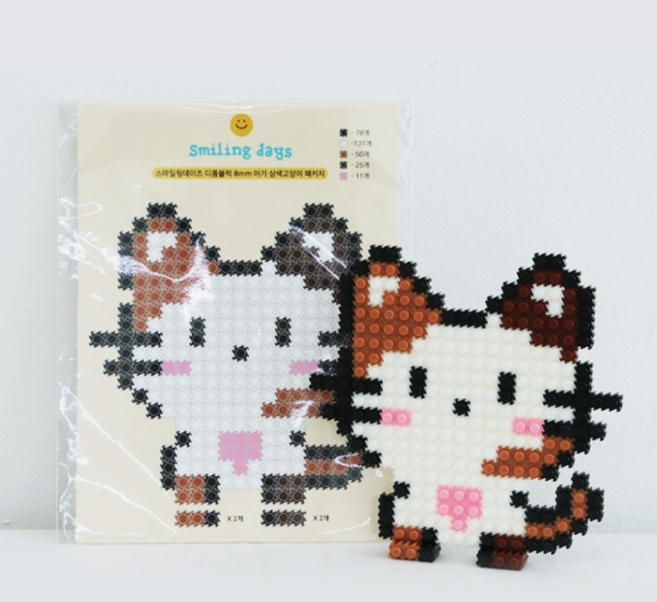 귀염뽀짝 강아지 고양이 디폼블럭 8mm 만들기 키트, 1개, 삼색고양이