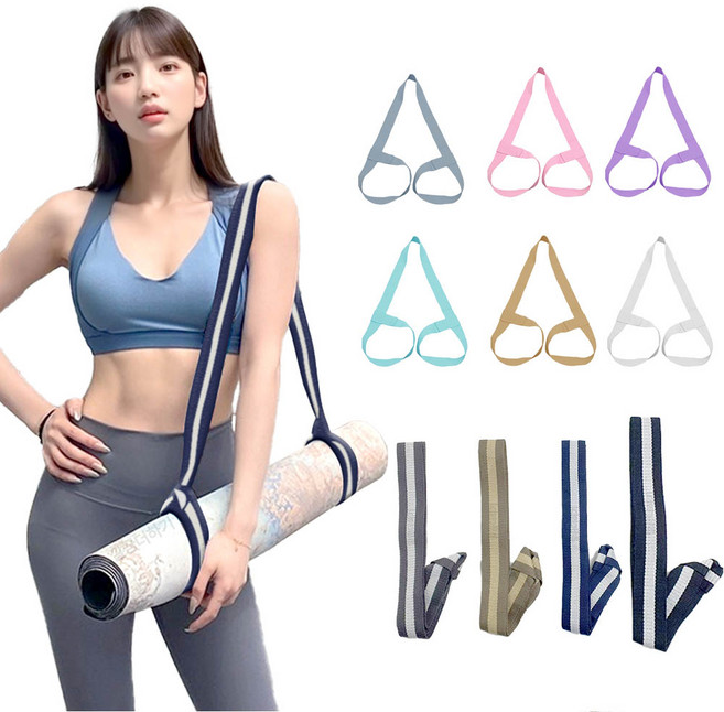 깔끔더하기 요가 스트랩벨트 스트레칭 매트 끈, 1개, 스티치-블랙