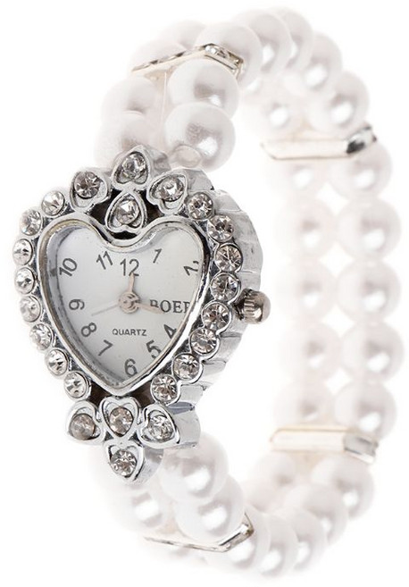 캐주얼 손목 시계 진주 파란색 팔찌 시계 스트랩 쿼츠 손목 시계