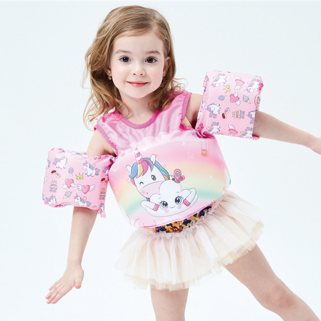 아이존 유니콘 퍼들점퍼 조끼형 암링 자켓 보조부력복 핑크