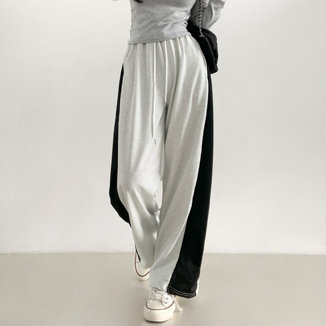마루마켓 사이드 배색 옆절개 와이드 팬츠 트레이닝 간절기 밴딩 바지 봄 여름