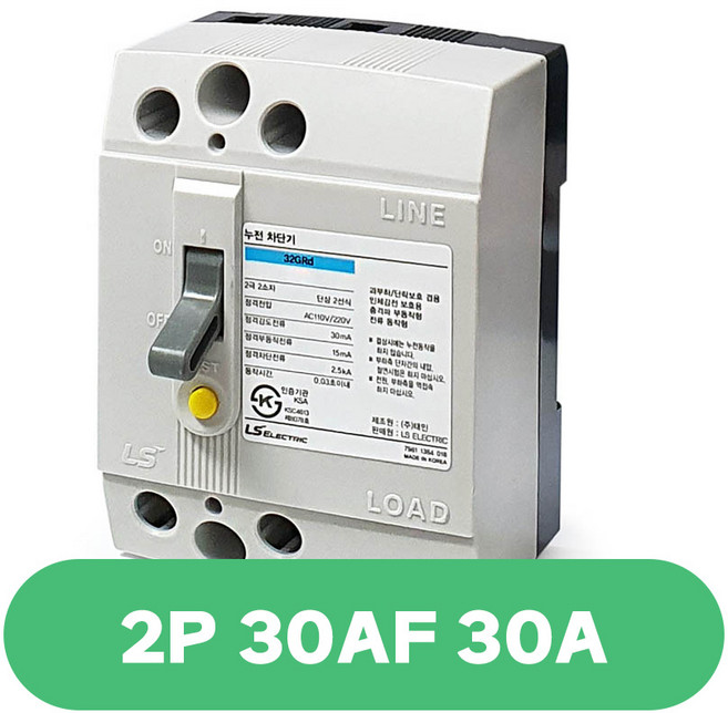 LS 분전반용 누전차단기 32GRd 2P 15A 20A 30A 30AF 2.5kA, 1개