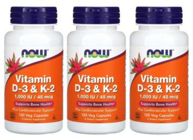 나우푸드 비타민 D3 K2 베지 캡슐 120정 3개