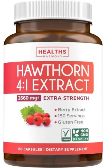 Healths Harmony 슈퍼 강력한 산사나무 열매 추출 캡슐 - 심장 및 소화 건강 지원을 위한 고농축 농축액으로 만든 보충제 비건 비GMO 글루텐 프리 4개월 분량, 180 Count (Pack of 1), 1개, 180정 - 쿠팡