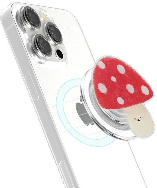 니하 아이폰 맥세이프 그립 홀더 스마트톡, 1개, 빨간버섯