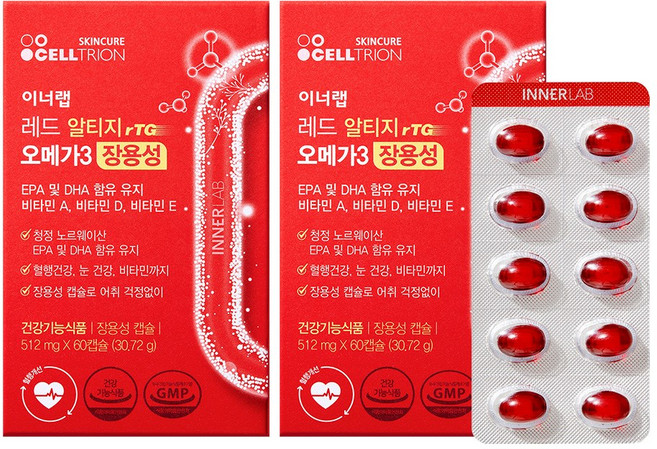셀트리온 이너랩 알티지 레드 오메가3 데일리케어, 30.72g, 2개
