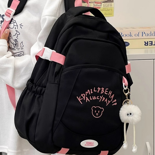 YUEMEIYD 초중고생 곰도리 책가방 입학 선물 캐주얼 가벼운 키즈백팩 남여공용+키링인형
