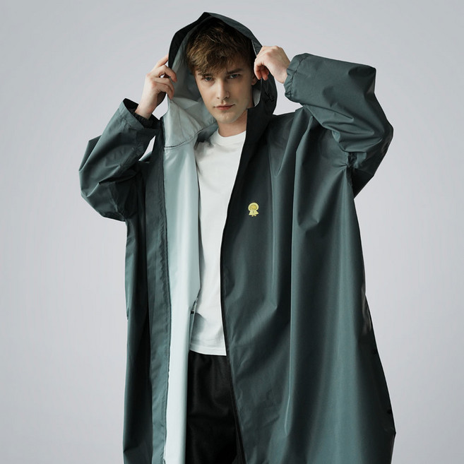 트래블에이드 판초우의 방수 레인코트, 1개, 딥그레이