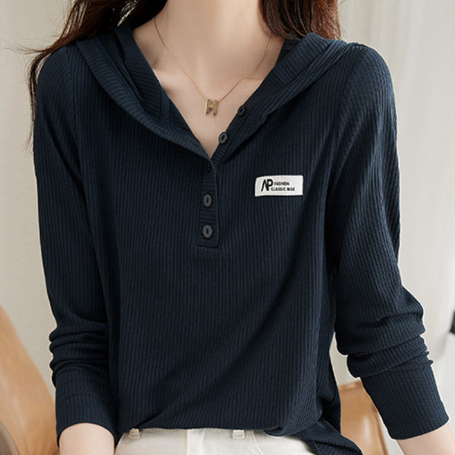 데일로엔 여성 패치 골지 후드티