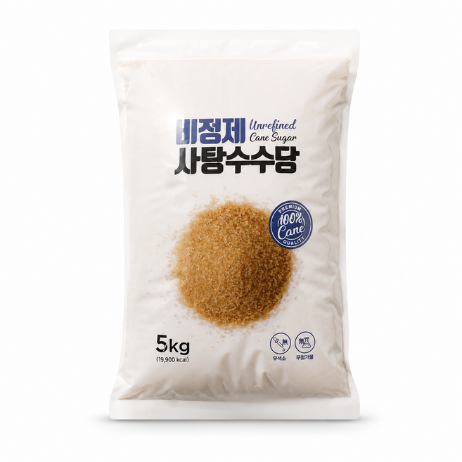 비정제원당 사탕수수 원당 지퍼백, 5kg, 1개