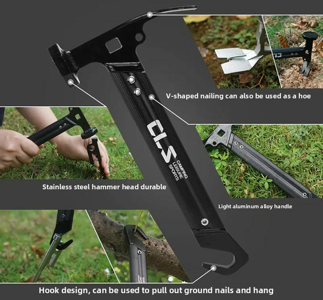 야외 미니 텐트 망치 다기능 알루미늄 손잡이 캠핑 스카이 라인 작은, 1개