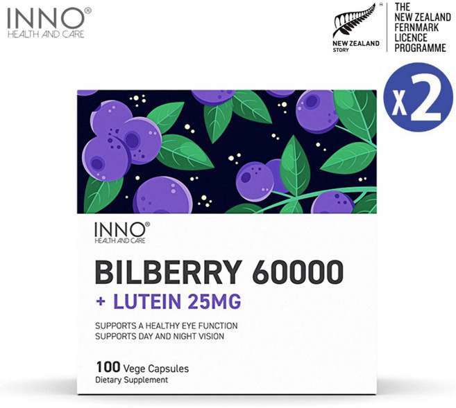 뉴질랜드 이노헬스 빌베리60000+루테인25 100캡슐 2통, 100정, 2개