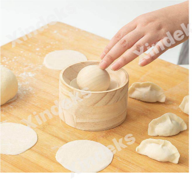 핸드 만두 메이커 만두 피 만들기 도구 주방 필수품 수공예 도구, 2개, 나무 결 색