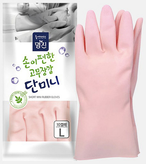 명진 단미니 고무장갑, 핑크, 소(S), 10개