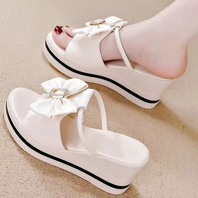 Makone 여성 슬리퍼 여름 캐주얼 웨지힐 미끄럼 방지 키높이 소프트 깔창 뮬 슬리퍼형샌들