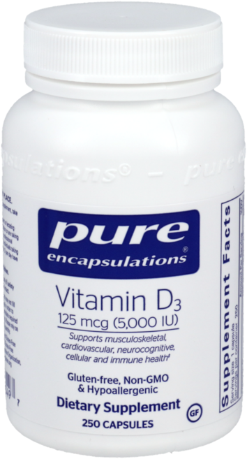 Pure Encapsulations Vitamin D3 퓨어 인캡슐레이션 비타민 125mcg 250캡슐, 250정, 1개