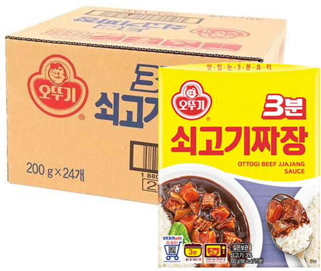 3분 쇠고기 짜장 (한박스) 즉석짜장 반찬, 200g, 24개