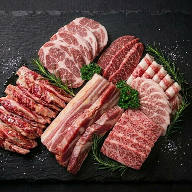 [돼지껍데기/콩가루 추가] 캠핑 패밀리 풀코스 자이언트 팩 2.4kg (8~9인) 한돈 삼겹 목살 가브리 항정 소갈비 부채 살치 차돌, 없음