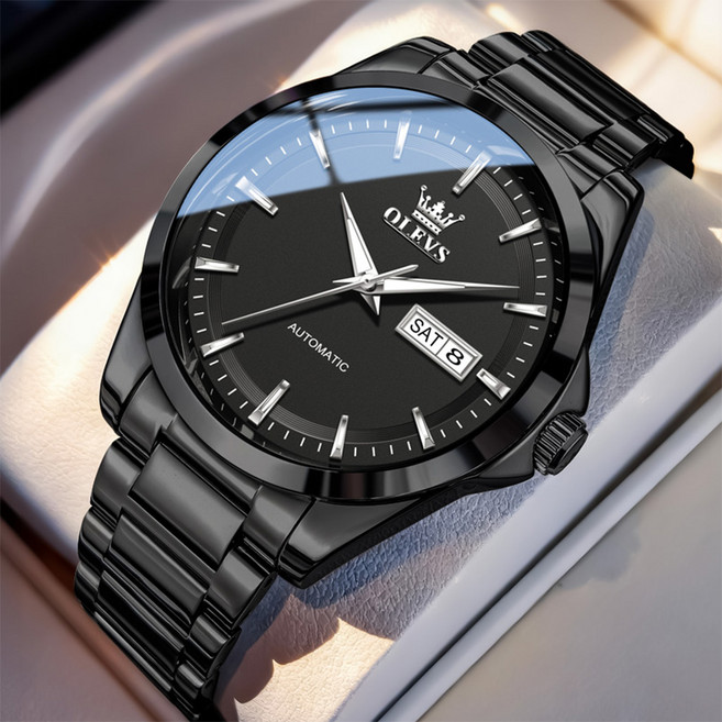 OLEVS 남성 시계 정품 자동 기계식 오토매틱 럭셔리 명품 워터프루프 야광
