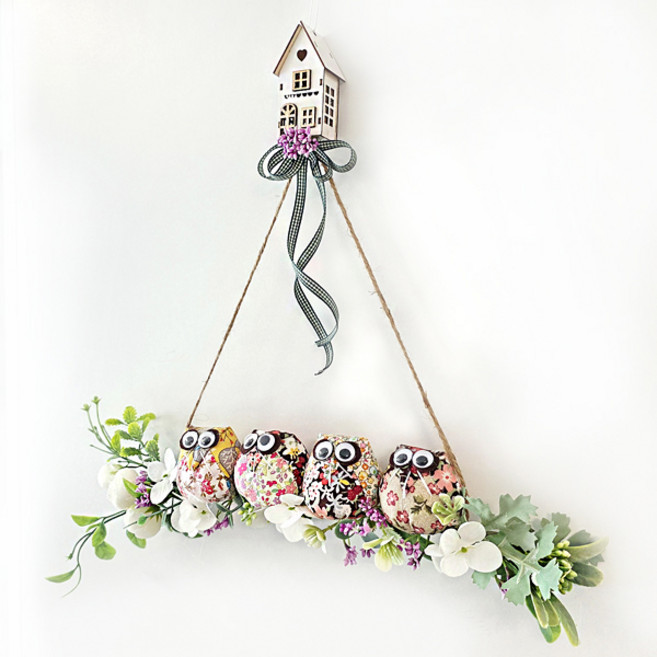 부엉이 장식인형 돈복들어오는 풍수 인테리어 소품 현관장식품 벽걸이 벽장식 미니어처 조화, 부엉이그네