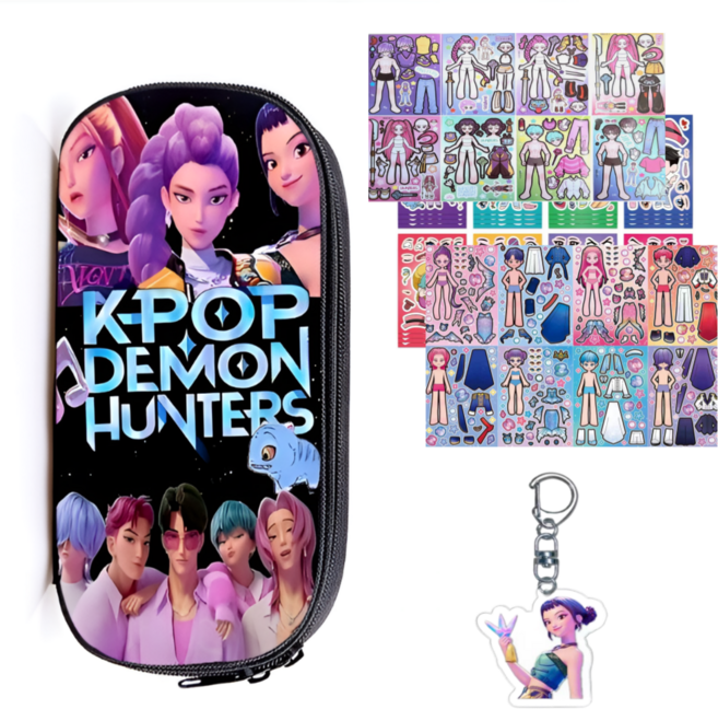 케이팝 데몬 헌터스 필통 코디 스티커 키링 문구세트 케데헌 굿즈 선물용, 옵션C, 1개
