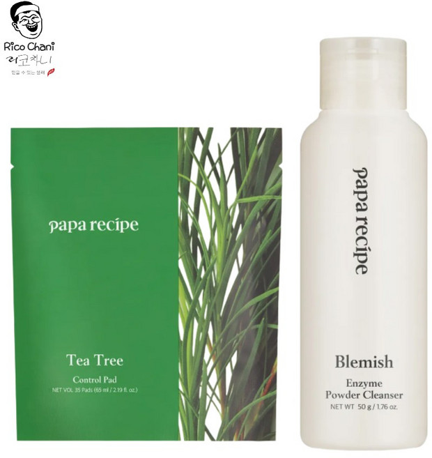 리코차니몰 파파레서피 [SET] 블레미쉬 효소 파우더 클렌저 50g+티트리 패드(35매) 1세트