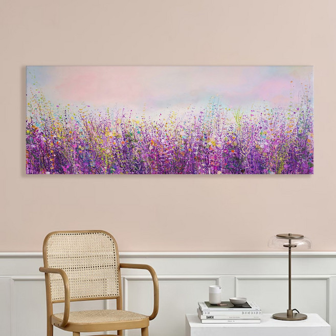 풍경 추상화 와이드 화사한 꽃그림 거실 카페 인테리어 대형 캔버스액자 15종 9-15 집들이 선물 벽장식소품 꽃, 13.퍼플플라워필드