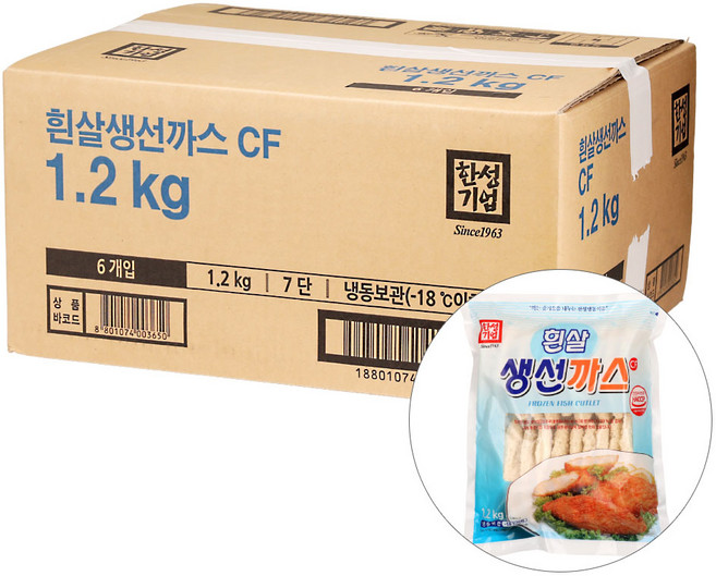 흰살생선까스 1.2KG한성 BOX(6), 1.2kg, 6개