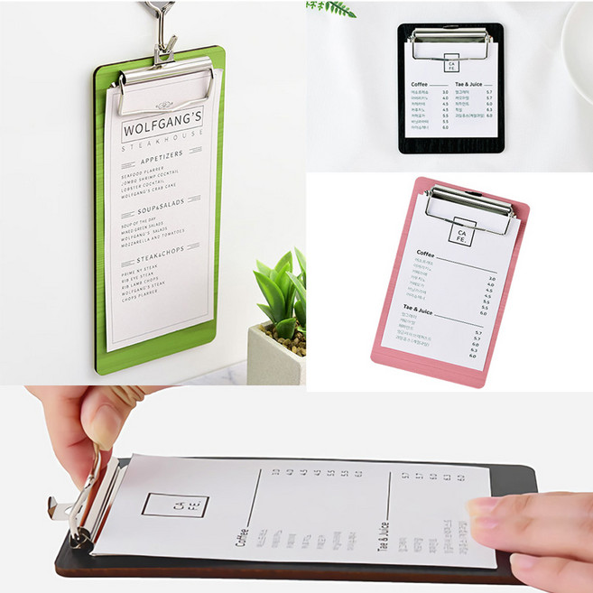 골든트리 칼라 MDF 우드 고리형 클립보드 영수증 메뉴판 빌지 받침대, 160/갈색