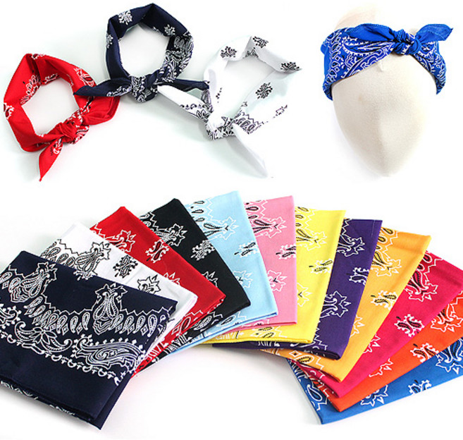 렌느 국내산 페이즐리반다나 22컬러 반다나스카프 등산손수건 캠핑손수건 헤어두건