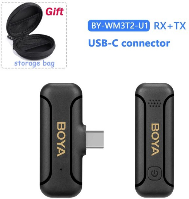 BOYA BY-WM3T2 전문 무선 Lavalier 옷깃 마이크 휴대용 오디오 비디오 레코딩 아이폰 안드로이드 라이브 방송, [01] BY-WM3T2-U1.-g, 1.BY-WM3T2-U1.-g